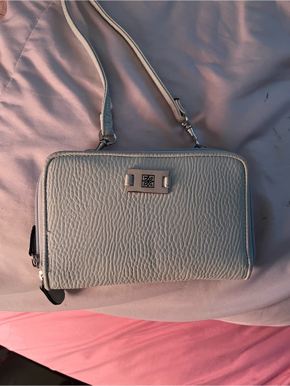 Textured Light blue Crossbody Wallet Purse